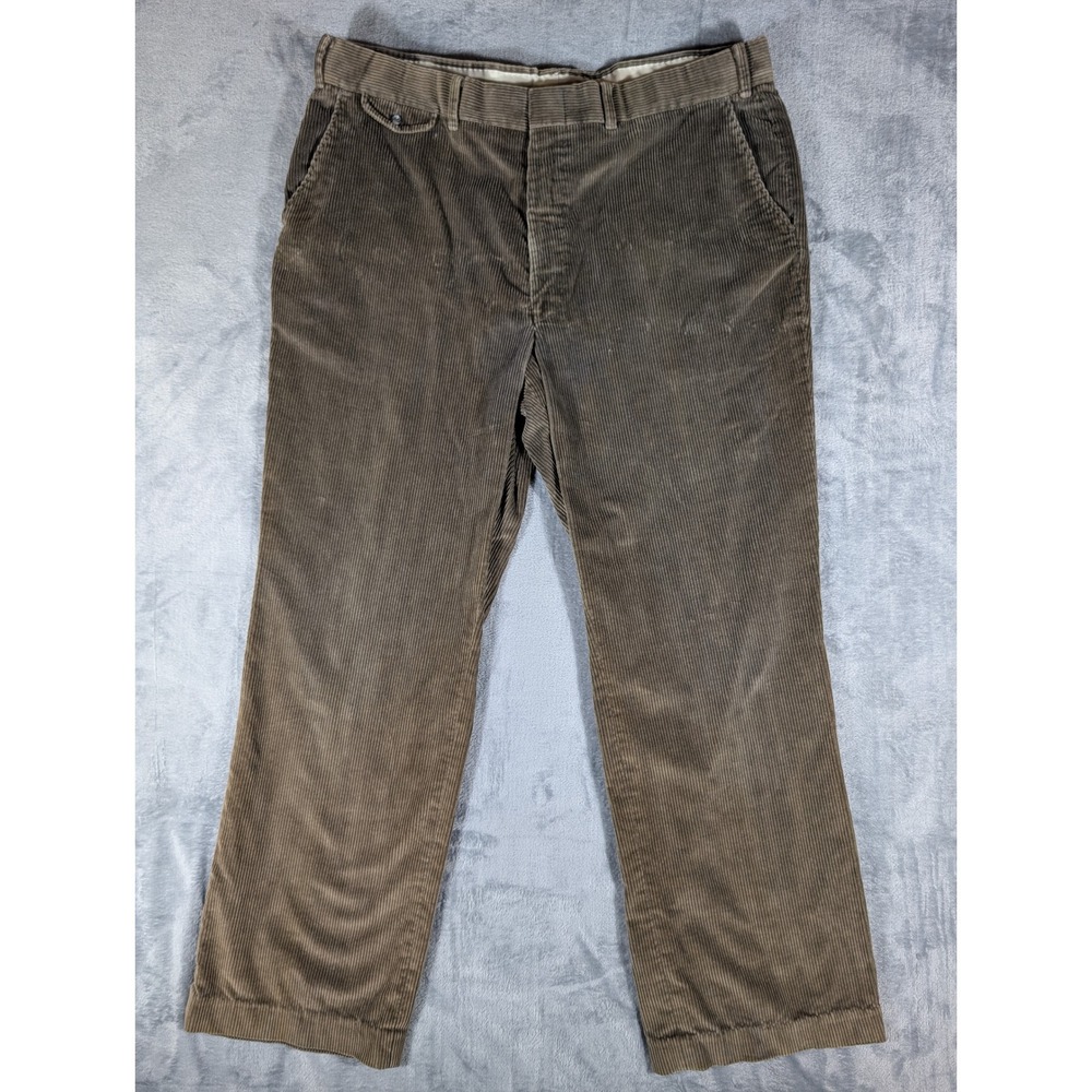 Vtg Polo Ralph Lauren Brown Olive Wide Wale Corduroy Pants Straight Leg
